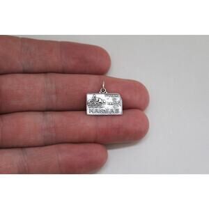 Sterling Silver Kansas Charm, Sterling Silver Kansas Pendant, Kansas State Charm